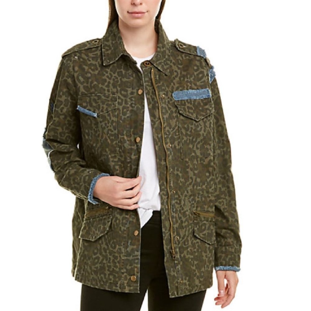 Vintage Havana Leopard Military Jean Jacket